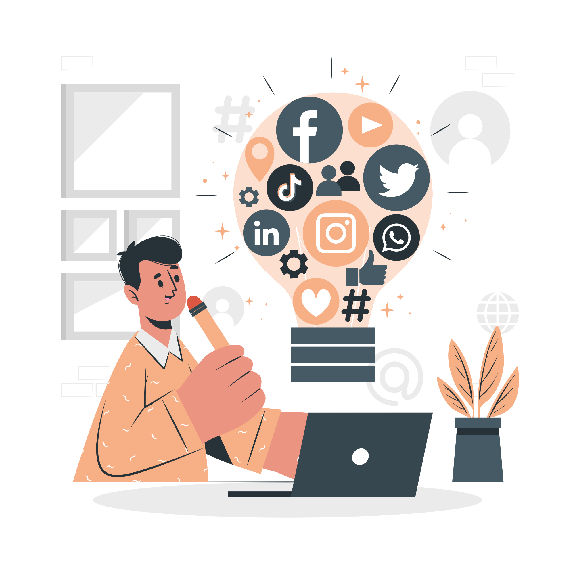 Services Glewm Employee Creating Social Media Strategy for Client