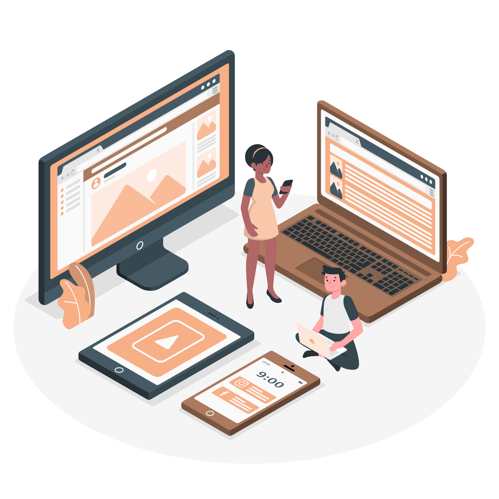 Services Website And E-Commerce Development Illustration